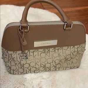 Calvin Klein brown and taupe handbag